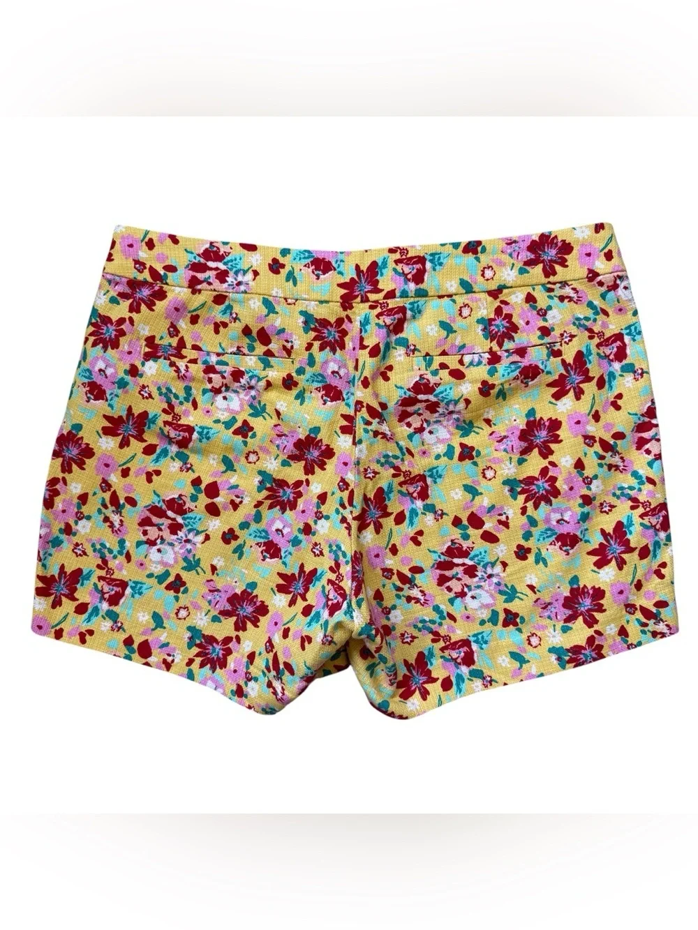 J.Crew Yellow Floral Cotton Shorts Cottagecore Preppy Summer Size 10 Vacation